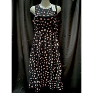 NWT Sugarhill Boutique Size 8 Kisses Dress Retro Black Pink Art To Wear Medium‎